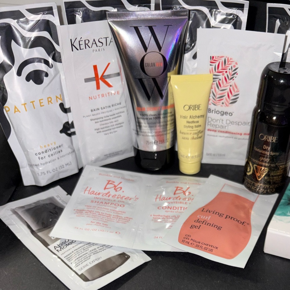 18 Assorted Hair Samples Set Mask Shampoo/Cond.Styling Treat Oribe/WOW/Kérastase
